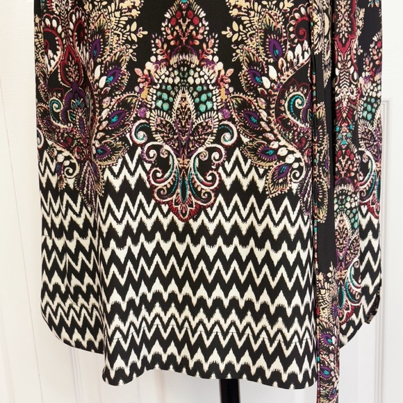 NWT DM Collection Black Multi Print Jeraldeen Jersey Shirt Dress 8 - Picture 11 of 16